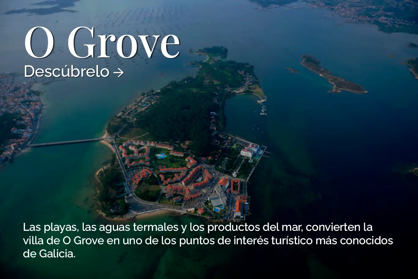 Imagen de la Isla de La Toja para el botón de O Grove en la web de Salnés en la versión móvil