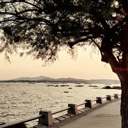 Atardecer en el Paseo de Lordelo junto al mar en O Grove